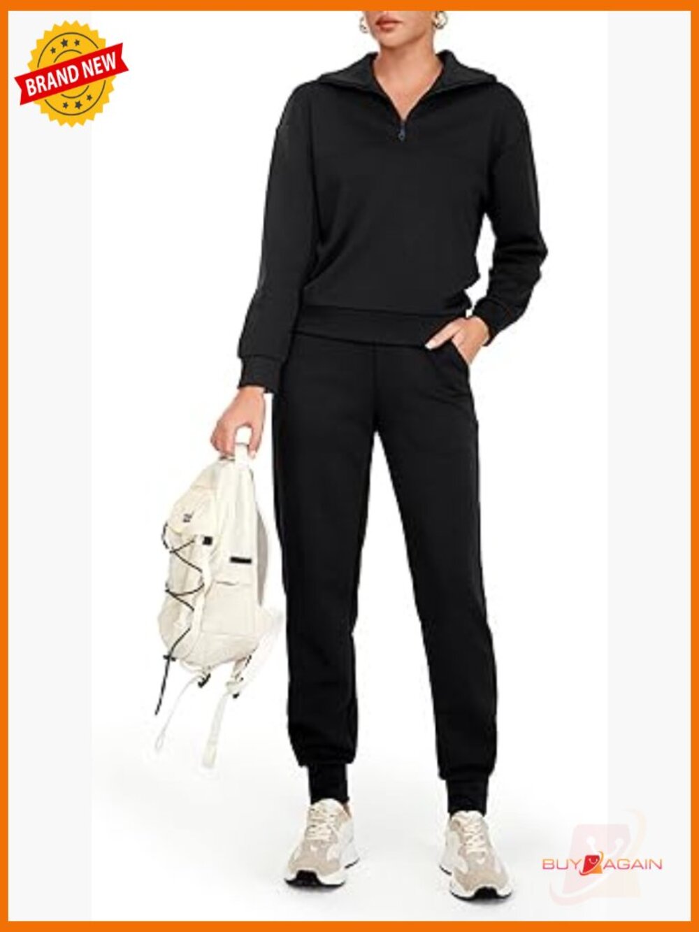 Women 2 Piece Outfits Sweatsuit Long Sleeve Half Zip Joggers Set